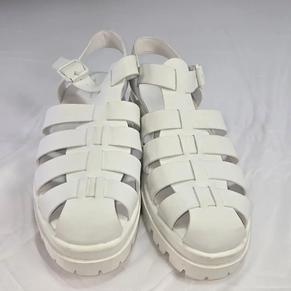 American Eagle White Leather Fisherman Sandals Women Size 8 Chunky Sole NEW/tag